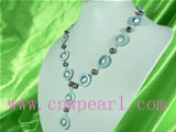 20mm blue shell pearl jewelry necklace&earrings set